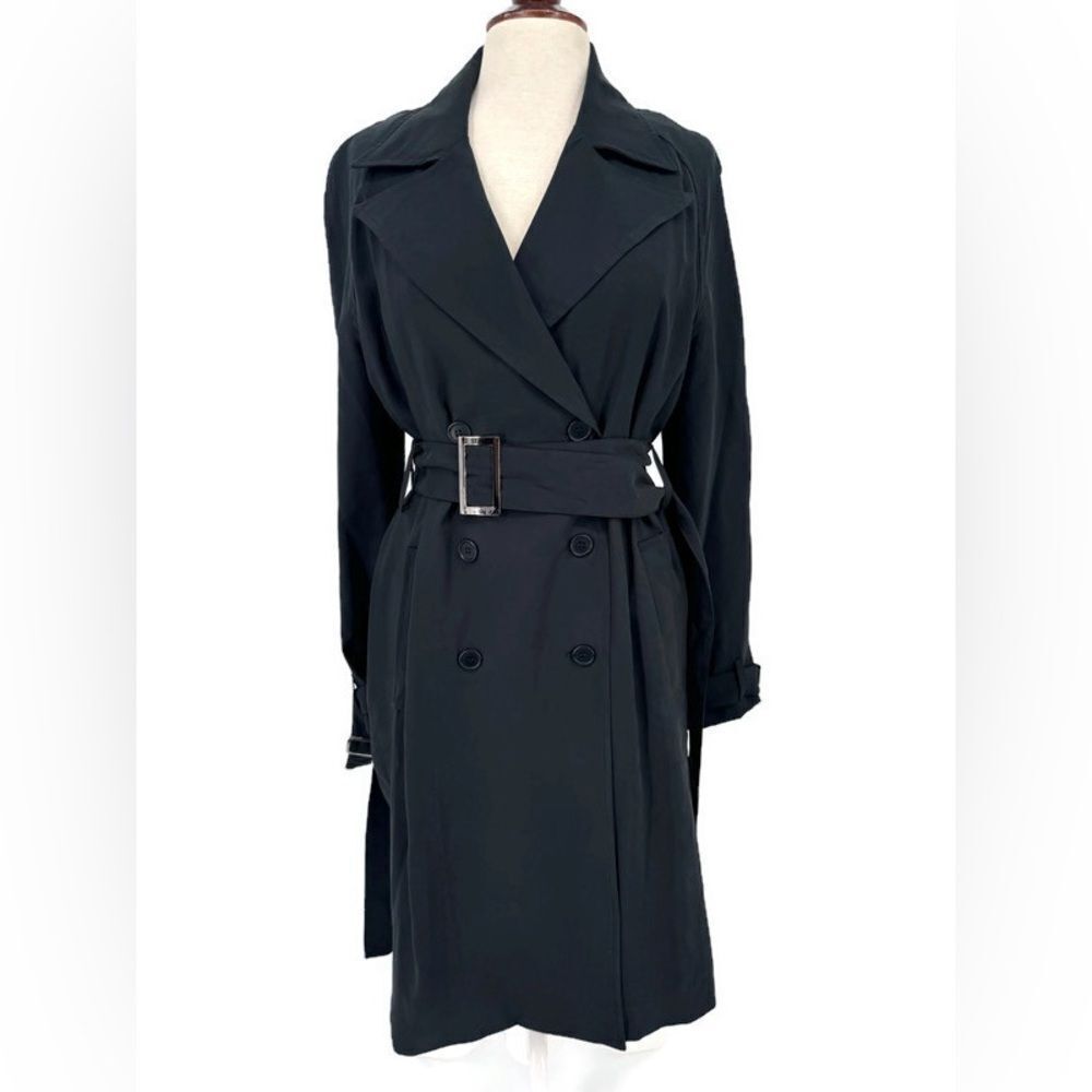 Classic Black Trench Coat with Belt